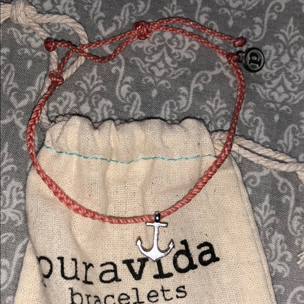 salmon anchor charm pura vida bracelet